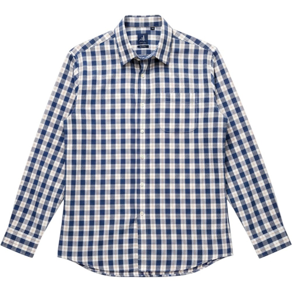Johnnie-O Men's Large Blue Plaid Button Front Shirt Long Sleeve Coastal Golf